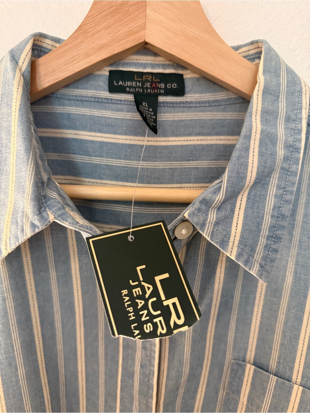 Reposhing Lauren Ralph Lauren Women’s Blue & White Striped Button-Down Shirt NWT - Picture 12 of 13